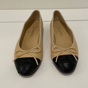 Chanel Ballet Flats - tan and black